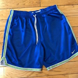 Nike Womens Athletic Blue/Lime Green Trim Shorts